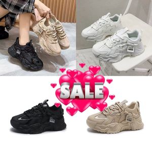 Zapatillas gruesas de estilo coreano para mujer, zapatos transpirables con cordones para papá, cuñas de cabeza redonda, zapatos informales, gran oferta, primavera y otoño