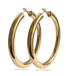 Femmes Circular Tube Boucles d'oreilles 18k Real Gold plaqué Elegant plus grande taille costume de mode bijoux de boucles d'oreilles à grosses grandes oreilles 9208534