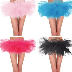 Femmes classique des années 80 Mini Puffy Tutu couleur unie 6 couches bulle jupe de Ballet fête danse Halloween Costume jupon 240326