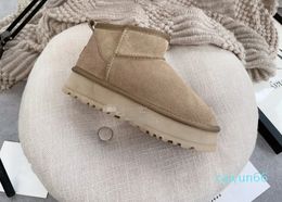 Dames Klassieke Mini Platform Boot Ultra Matte Suède Bont Snowboots Shearling Imitatiebont Wolmix Comfort Winter Meisjes Enkel Korte Laarsjes Schoenen