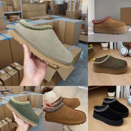 Dames klassieke ultra mini -platform laars tasman tazz -ontwerper mat fur sneeuw laarzen slippers suède wol winter enkel sherpa trui letter letter