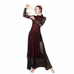 Mujeres clásicas orientales danza del vientre Dr Ladies chino moderno Hanfu Chegsam disfraces bata Tops pantalones ropa de baile g2t7 #