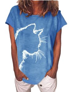 Vêtements pour femmes été décontracté vêtements pour femmes drôle chat mignon impression 3D à manches longues T-Shirts femmes dames hauts à la mode