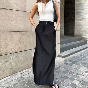 Vrouwen kleding 2024 Spring Slit hoge taille temperament woon -werkverkeer Europese en Amerikaanse rok
