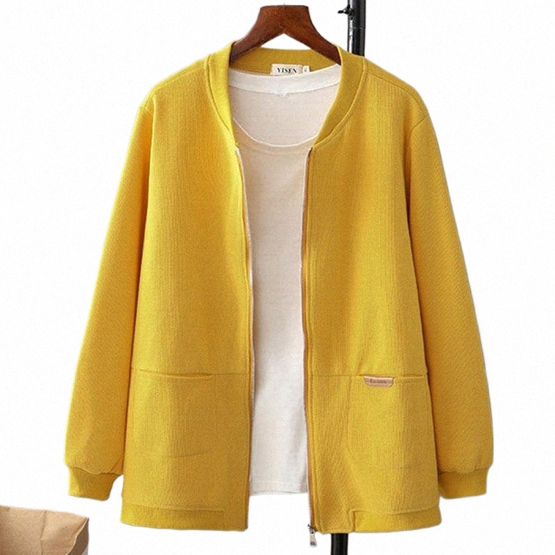 women Clothing Jacket Plus Size Autumn Show Thin Loose Cott Coat Simple Female Baseball Uniform 839 n02U#
