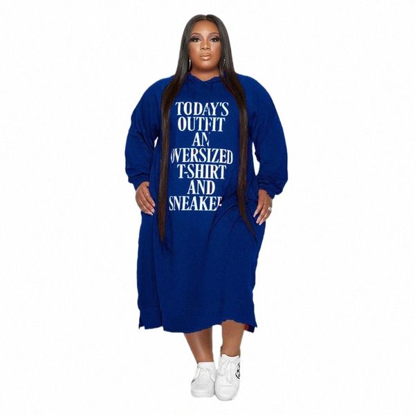 Femmes vêtements grande taille Dres sweats à capuche survêtement lettre imprimer lâche poches décontractées offre spéciale Maxi Dr vente en gros livraison directe M65M #