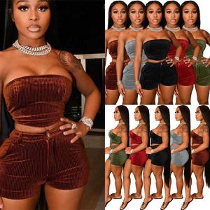 Vêtements pour femmes Survêtements Wrap Front Two Piece Outfits Solid Color Off épaule Costumes Sexy Crop Top Shorts Avec Pocket Jogger Suits