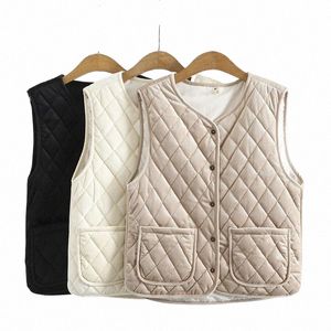Femmes Vêtements Gilets Plus Taille 2021 Automne Hiver Vêtements d'extérieur Nouvelle veste matelassée Casual Sleevel Corduroy Gilet U5dN #