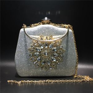 Vrouwen Clutch Handtas Bruiloft Bruids Avondtassen Kristal Bloem Zonnebloem Strass Portemonnee Bag2869