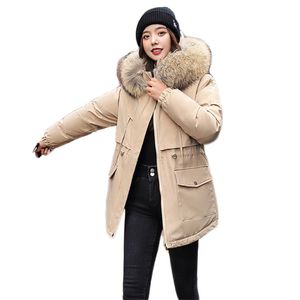 Damesjas Khaki 8 Kleuren Winter Koreaanse Lange Plus Size Dikke Anti Cold Warmte Down Katoenen Jas Bont Hooded Parka LR958 210531