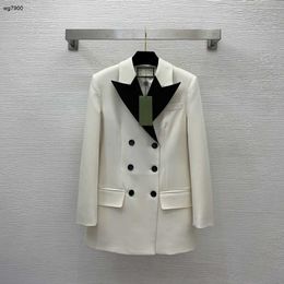 Abrigo de mujer abrigo de manga larga botón de prenda superior señoras de alta calidad cuello vuelto moda chaqueta de traje occidental de estilo largo dic 09