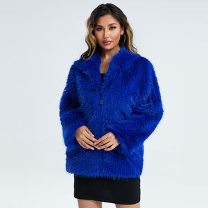 Femmes enrober Winter Outdoor Warmth Faux Fox Fur Couleur pure Veste ￠ capuche multicolo