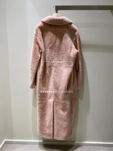Manteaux d'hiver pour femmes, loro piano rose, manteau Long intégré en laine et vraie fourrure de vison