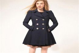 Femmes de trench d'hiver Mode Fashion Solid Turndown Collor Slim Orewear Bouton Black Navy Beige Clothing8147223