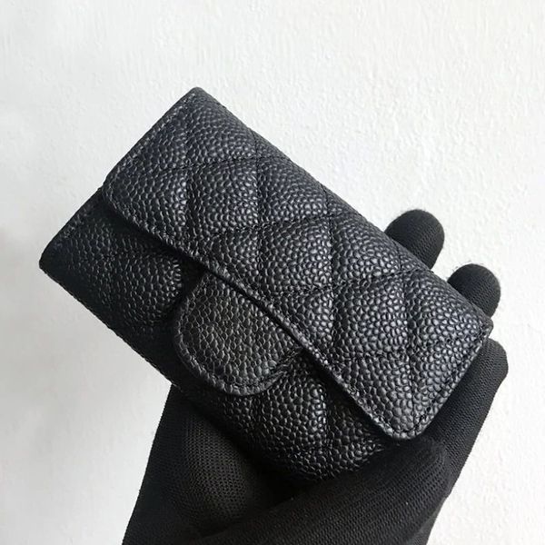 Monedero de mujer Cartera de cuero genuino Diseñador de lujo Calidad Flip Titular de la tarjeta de caviar corto Patrón de rejilla de piel de oveja Estuche para llaves With285e