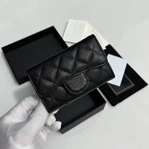 Vrouwen munt portemonnee originele kwaliteit koehide portemonnee klassieke creditcardhouder luxe ontwerper echte lederen cf flip caviar rooster patroon sleutel hoe