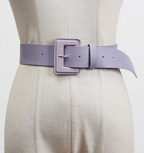 Femmes coloré large ceinture Style coréen mode doux Pu taille ceinture concepteur ceinture noir marron violet rose jaune Q0625