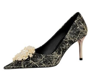 Vrouwen Comfort Evening Feestjurk Rhinestone Fashion Elegant High Heels Designer schoenen Stiletto Party trouwkantoorpompen plus maat 34-43