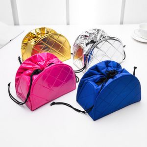 Sac à cosmétiques pour femmes, sac de toilette rétractable avec cordon de serrage, étui de maquillage scintillant, sacs de rangement, organisateur pliable, accessoires de voyage YFA485