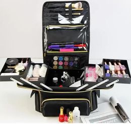 Organizador de cosméticos para mujer, bolsa de maquillaje cometica portátil, maleta de maquillaje de 2 capas, maleta de viaje para mujer, estuche de tren de maquillaje 240116