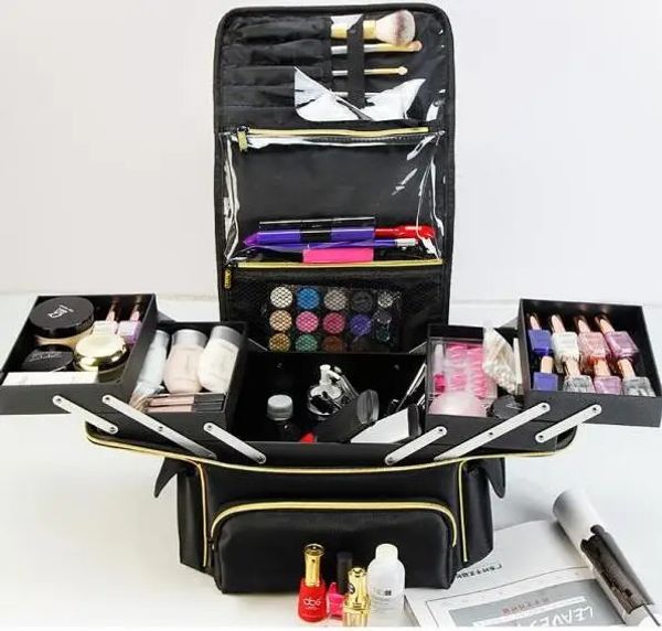 Organizador de cosméticos para mujer, bolsa de maquillaje cometica portátil, maleta de maquillaje de 2 capas, maleta de viaje para mujer, estuche de tren de maquillaje 240116