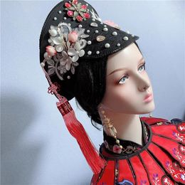 Chapeau de Cosplay en alliage de fleurs pour femmes, couvre-chef en perles et strass, Costume ancien National chinois, accessoires pour cheveux, coiffe de tête de mariage