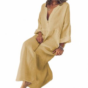 Vrouwen Cott Linnen Maxi Dr Dames Casual Lg Kaftan Losse Sundr Plus Size Ourdoor Indoor Fi Kleding Voor 2024 T7cF #