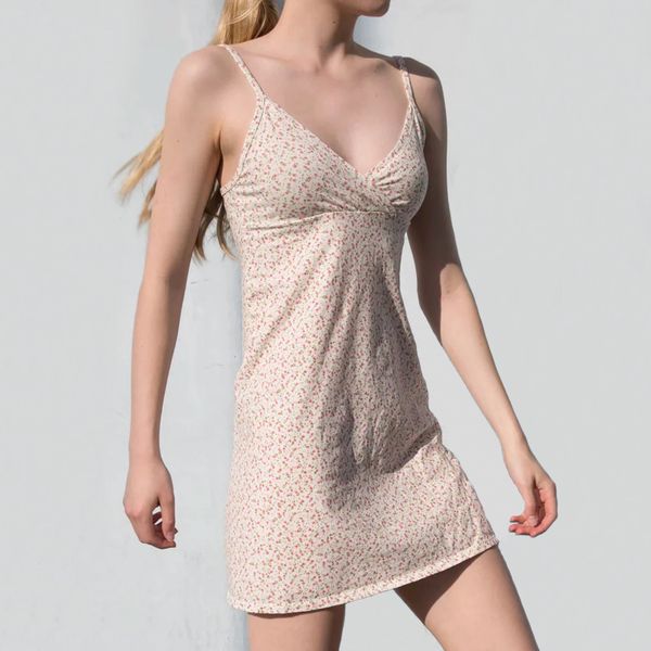 Femmes Coton Mélange Mini Dress Cami Mini Dress Sundress Y0118