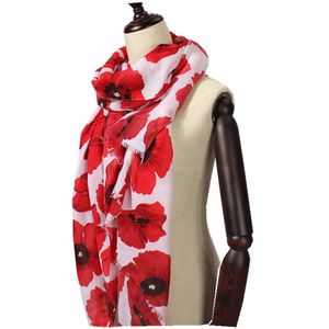 Femmes coton coquelicot écharpe dame fleur imprimé châles et écharpes Wrap Hijab