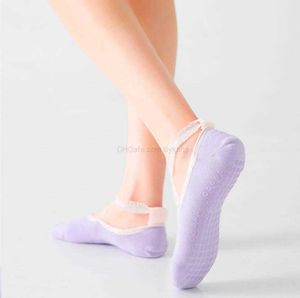 Calcetines deportivos de algodón para mujer, calcetines deportivos de punto a la moda para Yoga, Pilates, calcetines tobilleros, zapatillas antideslizantes para gimnasio, fitness, puntos de silicona, calcetín para trampolín de baile, Alkingline