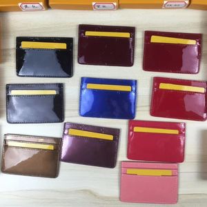 Vrouwen Creditcard Houders Classic Mens Mini Bank Houder Mode Koe Patent Lederen Kleine Slanke Wallet WTIH Box