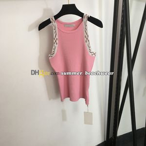 Dames gebreide tanktops met ronde hals Designer geborduurde tank-T-shirts mouwloos ademend gebreide trui mode vrijetijdskleding