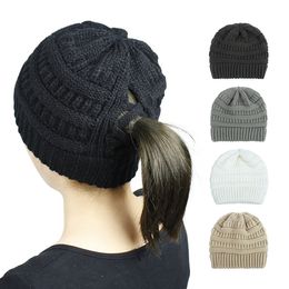 Dameskruis Mutsen Meisje Winter Gebreide Mutsen Outdoor Paardenstaart Beanie Hoed Gebreid Cross Dikke Warm Cap M3640