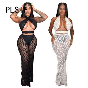 Women Crop Top en Long Pant Set Summer Casual 2 Pieces Party Matching Set Vrouwelijke Club Wear 2111116