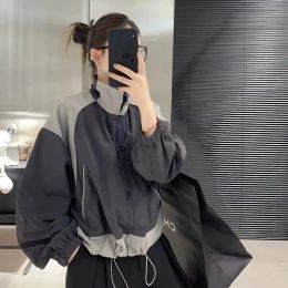 Femmes recadrée veste surdimensionnée Y2k Harajuku fermeture éclair coupe-vent coréen Streetwear Gorpcore Patchwork vestes légères