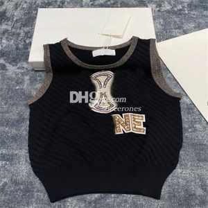 Femmes recadrées tricot Singlet réservoirs lettres de luxe concepteur Camis gilet Sexy élégant Singlets noir hauts blancs