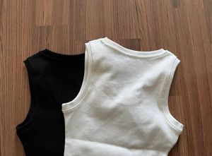 Femmes Cropped Top Tank Anagram Regular Cotton Jersey Camis Femme Femme Knits Tees Designer Broderie Tricoté Sport Respirant Yoga Vest Top