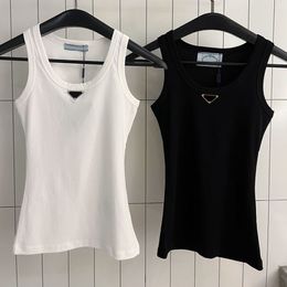 Vrouwen bijgesneden top driehoek badge tanktop katoen dames sport vest klassiek sexy mouwloze T -stukken voor vrouw