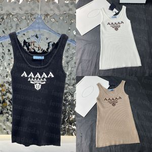 Rundhals-Strick-T-Shirt für Damen, Strick-Top mit Buchstaben, Jacquard, Designer-Strickwaren, elastisch, atmungsaktiv, Sportweste, Sommer-Yoga-Tops