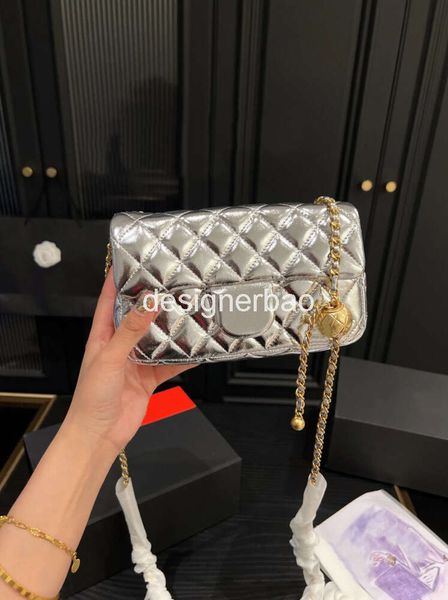 Sac à bandoulière pour femmes, sac à main de styliste de luxe avec rabat matelassé en diamant carré, gros sacs à main, petite chaîne à boule dorée, couleur perle classique