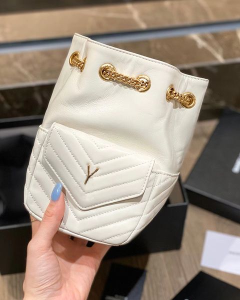 Femmes Sacs À Bandoulière Designer Mini Sac Seau En Peau De Mouton Matelassé Noir Blanc Beige Haute Qualité Or Matériel De Mode Dames Cross Body Épaule Totes