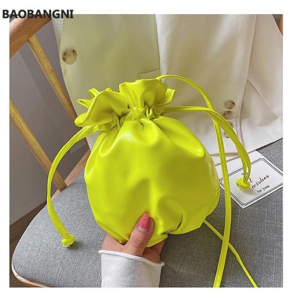 Sac seau à bandoulière couleur néon pour femmes, sacoches à bandoulière pour filles, sacs à main à cordon Orange, organisateur en cuir PU 271S