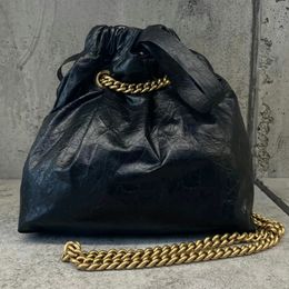 Femmes Crush XS BlackTote Bag Designer de luxe en cuir de veau écrasé matériel en or vieilli sac à bandoulière bandoulière bandoulière chaîne 2 taille sac à main 10A