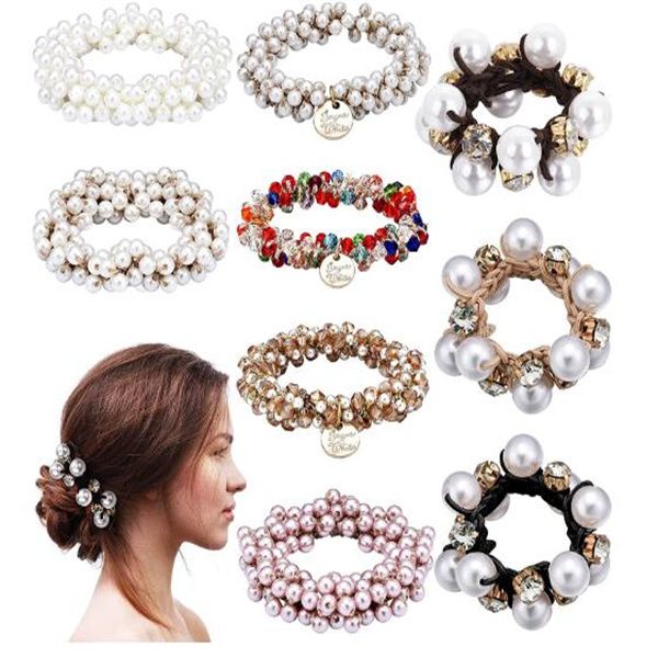 Corde à cheveux en perles de cristal pour femmes, élastique fait à la main, porte-queue de cheval perlé, attaches pour femmes et filles, accessoires de cheveux