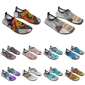 Femmes Custom Hommes Chaussures d'eau dessin animal Design bricolage mot noir blanc bleu bleu rouge couleur mens entraîner 081