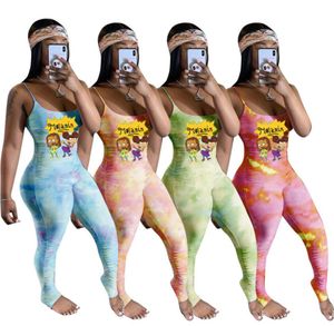 Vrouwen schattige cartoon jumpsuits bodycon riem rompers s2xl geplooide leggings stretch schep nek overalls zomer sexy kleding dhl 3054818059