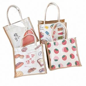 Vrouwen schattige lunchtas canvas tas draagtas voor meisjes lunchbox kleine handtas pouch diner ctainer food opbergtassen 2022 r6sv#
