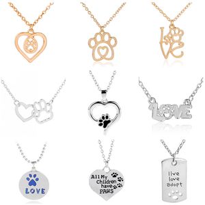 Mode coeur chien patte pendentif colliers pour femmes argent plaqué or lien chaînes Chokers collier fête bijoux cadeau