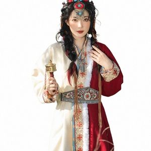 Femmes Quotidiennes Automne Et Hiver Chinois Style Amélioré Han Elements Vêtements Tibétains Style Ethnique Han Vêtements Costumes De Danse 07Yg #