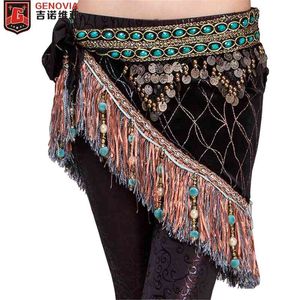 Femmes danse classique frange Tribal jupe Wrap velours taille chaîne danse du ventre hanche écharpe gland ceinture cadeau